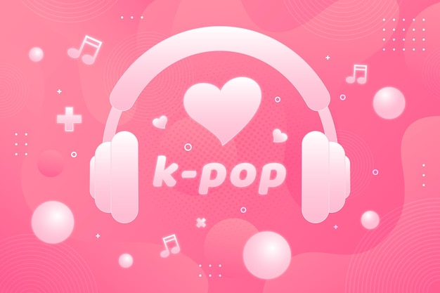 Free vector k-pop music concept with headphones