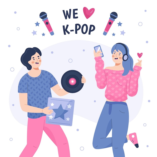 Free vector k-pop music illustration