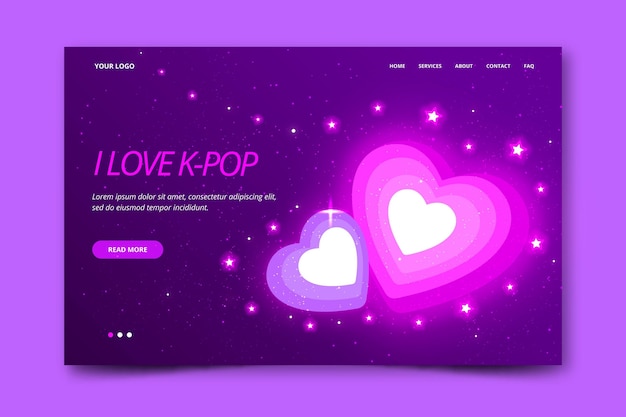 Бесплатное векторное изображение Дизайн целевой страницы к-поп музыки