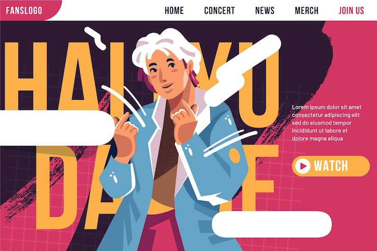 Free Vector k-pop music landing page