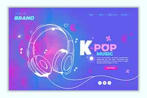 Free vector k-pop music landing page