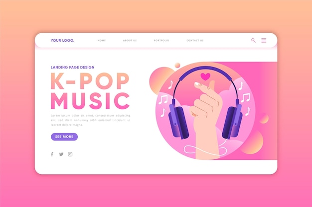 K-pop music landing page
