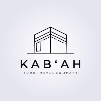 Kabah icon vector logo isolated line art simple mosque