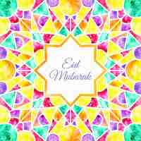 Free vector kaleidoscop effect watercolour eid mubarak