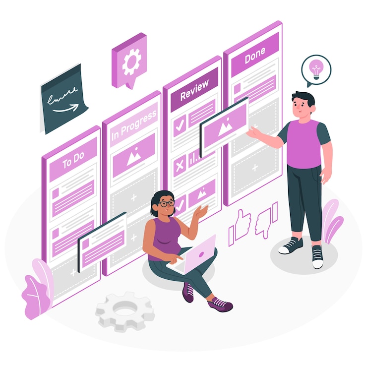 Free Vector kanban method concept illustration