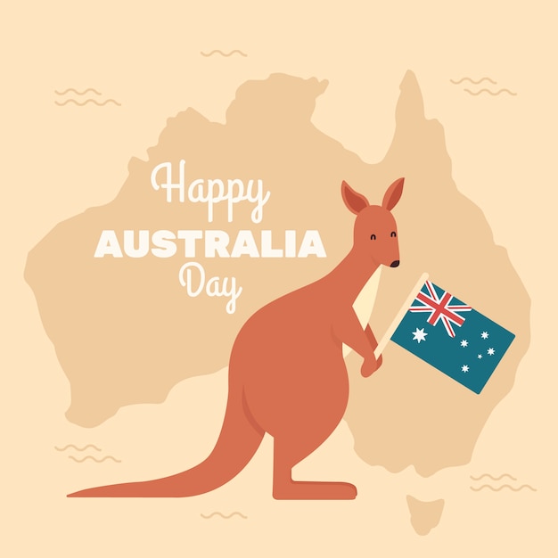 オーストラリアの国旗を保持しているカンガルー