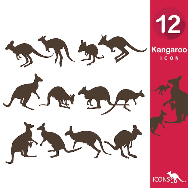Free vector kangaroo icons collection