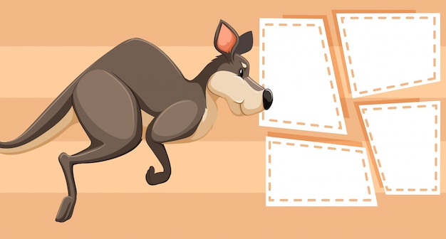 Free vector kangaroo on note template