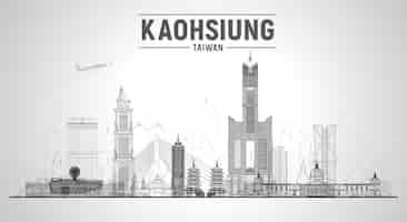 Free vector kaohsiung taiwan line skyline with panorama in sky background vector illustration business travel and tourism concept with modern buildings image for banner or website