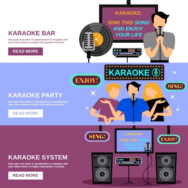 Vettore gratuito set di banner karaoke