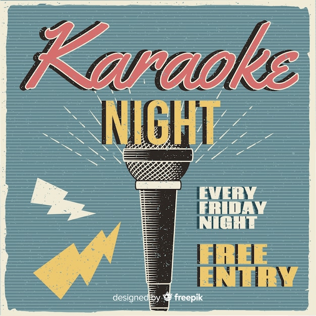 Karaoke banner template retro style