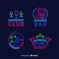 Vettore gratuito collezione di luci al neon di karaoke club