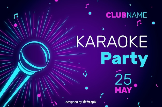 Vettore gratuito modello di banner o volantino festa di notte di karaoke