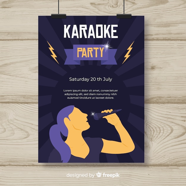 Vettore gratuito modello di volantino festa notturna karaoke