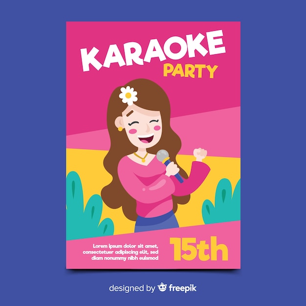 Karaoke night party poster or flyer template