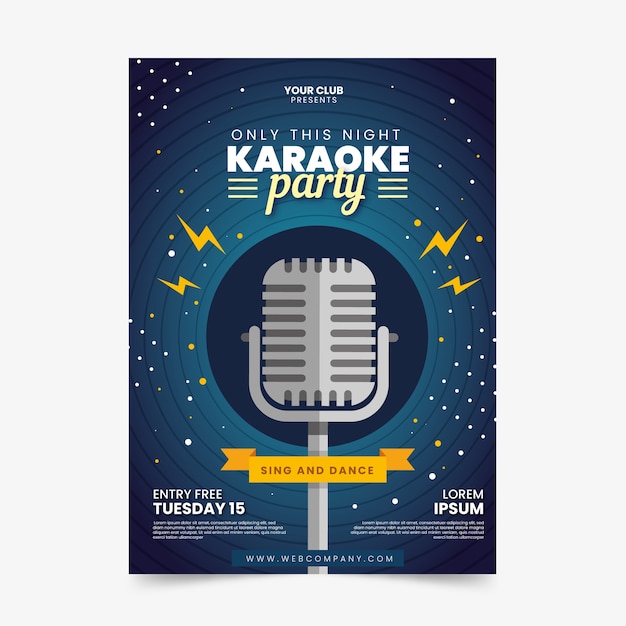 Vettore gratuito modello di volantino festa karaoke