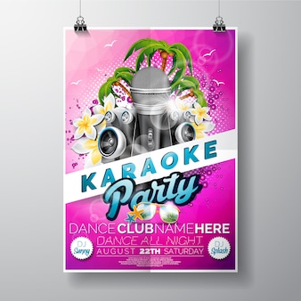Karaoke party poster rosa