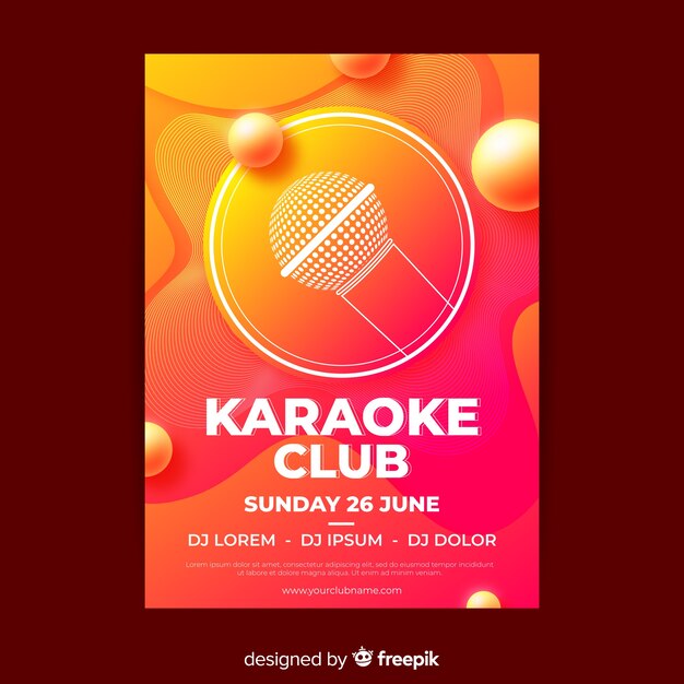 Karaoke party poster gradient design