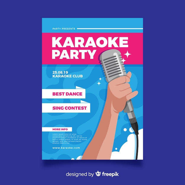 Karaoke poster template flat design