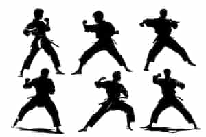 Free vector karate vector silhouette collection