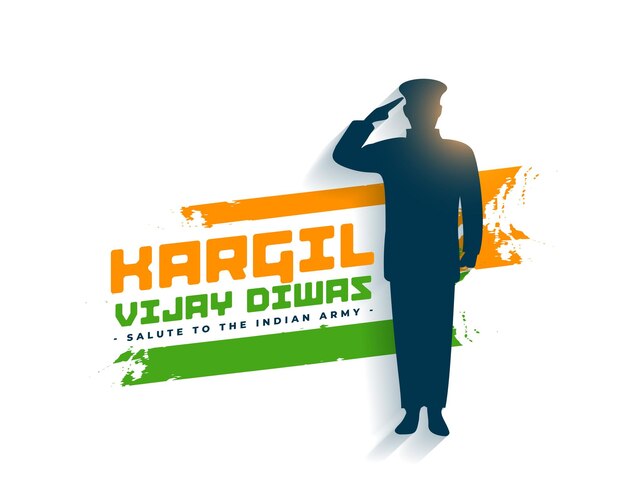 Free vector kargil vijay diwas background with patriotic saluting solider