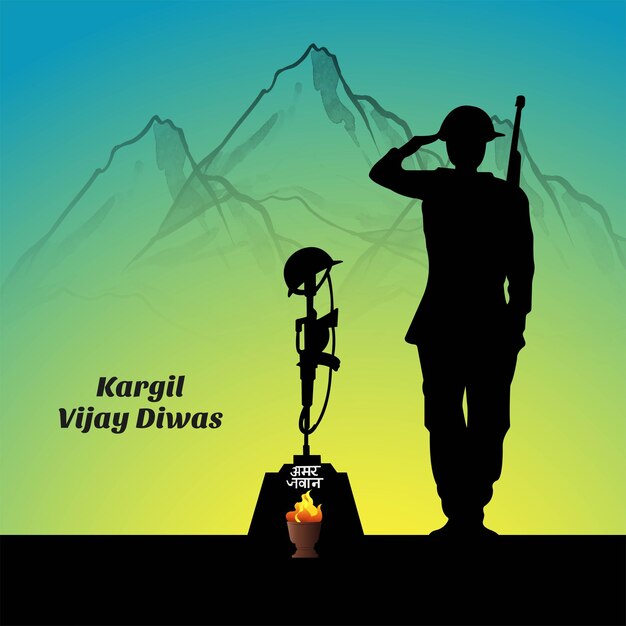 Каргил виджай дивас празднует день победы индийской армии на фоне плаката