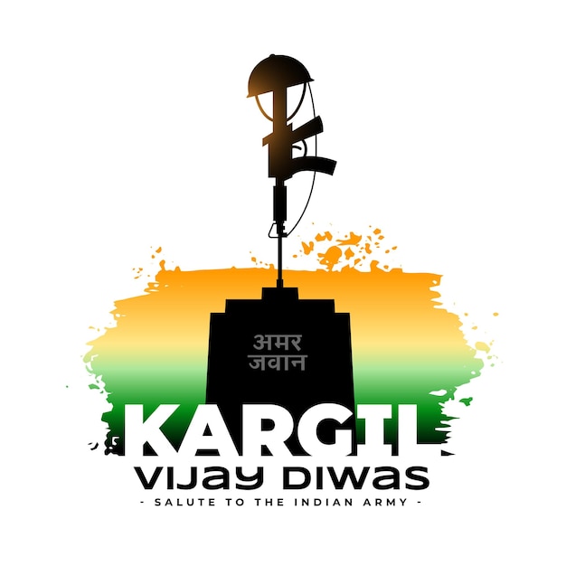 Free vector kargil vijay diwas celebration background with grungy tricolor design