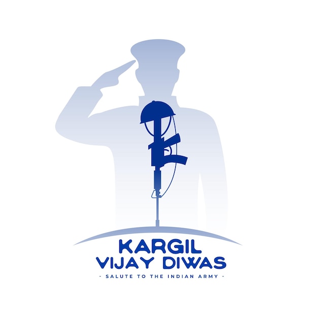 Free vector kargil vijay diwas patriotic background with saluting solider silhouette