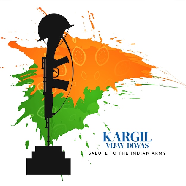 Free vector kargil vijiay diwas celebration greeting card design