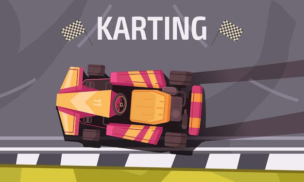 무료 벡터 트랙 벡터 일러스트 레이 션에 자동차 경주와 karting 만화 개념