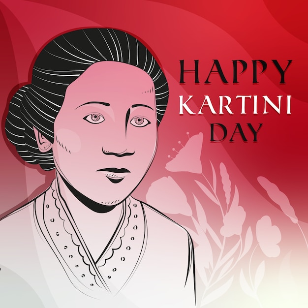 Vettore gratuito eroe femminile di celebrazione del giorno di kartini