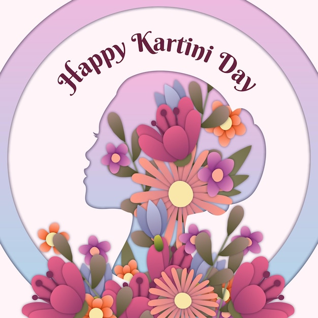 Free vector kartini day illustration in paper style\