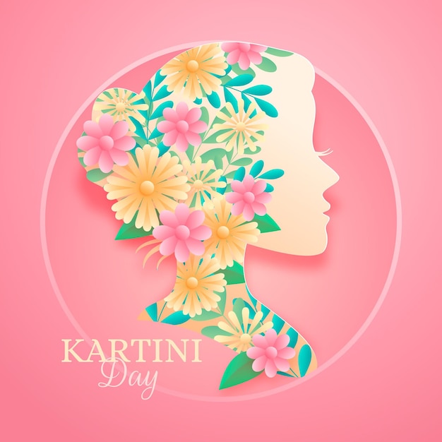 Free vector kartini day illustration in paper style