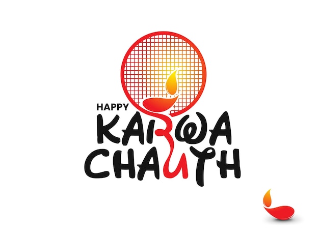 Karwa Chauth 텍스트 디자인 추상적인 벡터 일러스트 레이 션