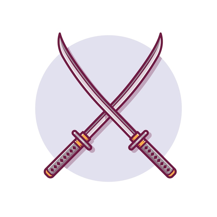 Free Vector katana sword cartoon vector icon illustration ninja object icon concept isolated flat vector