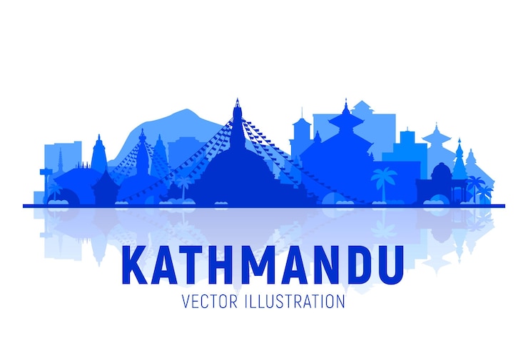 मुफ़्त वेक्टर kathmandu nepal skyline with panorama in white background vector illustration business travel and tourism concept with modern buildings image for banner or web site