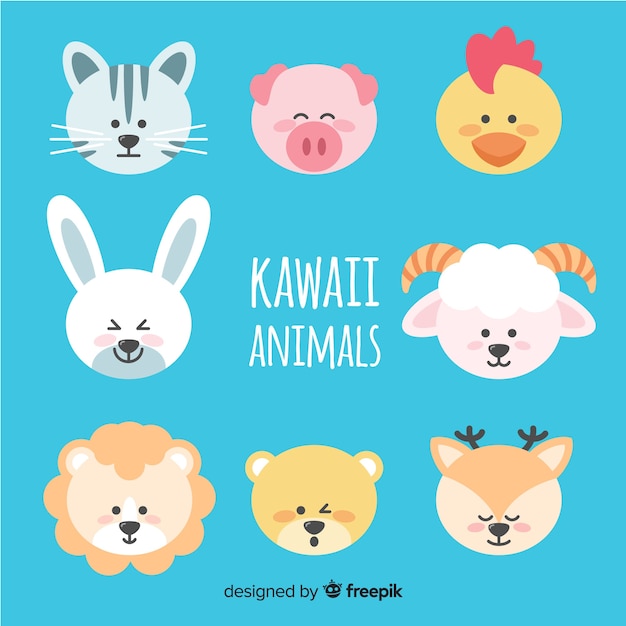 Kawaii animals hand drawn collection