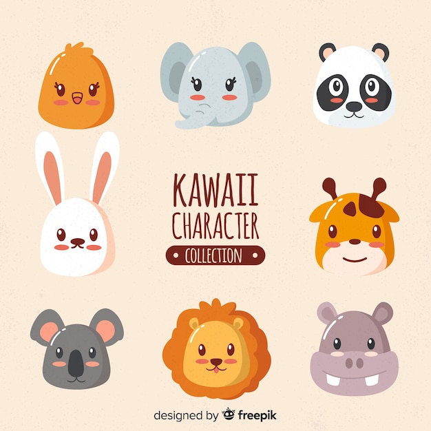 Kawaii animals hand drawn collection