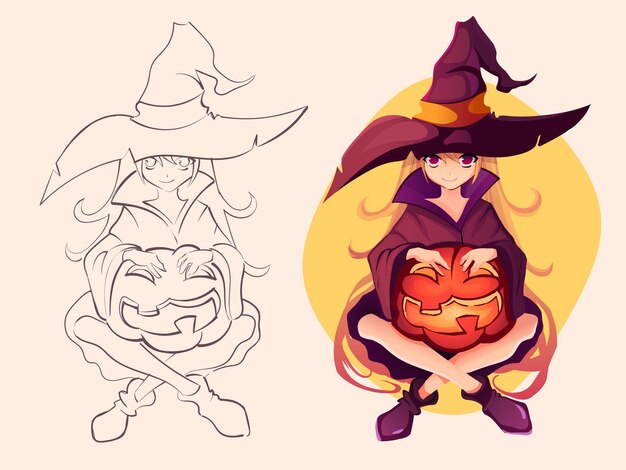 かわいい漫画のイラストハロウィーンの若いドラキュラが地上の月面の上に立つ プレミアムベクター
