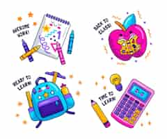 Free vector kawaii back to school stickers collection