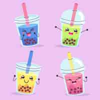 Free vector kawaii bubble tea illustration