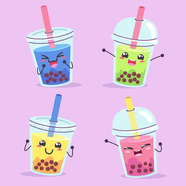 Kawaii bubble tea illustration