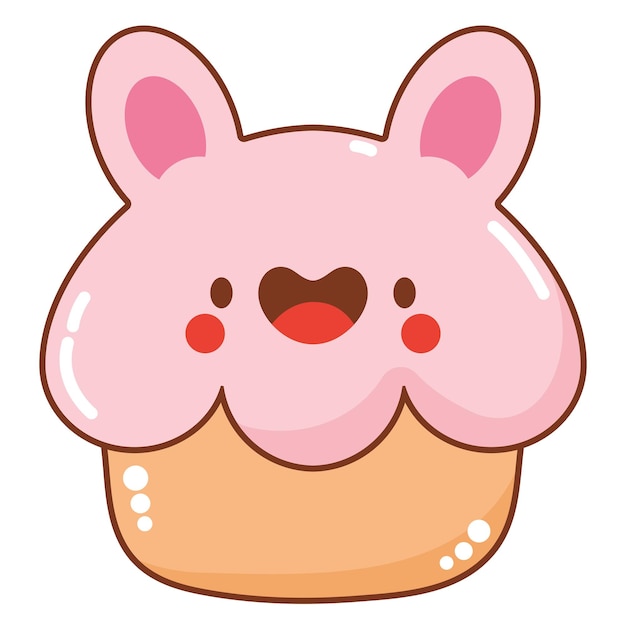 Free vector kawaii bunny cupcake