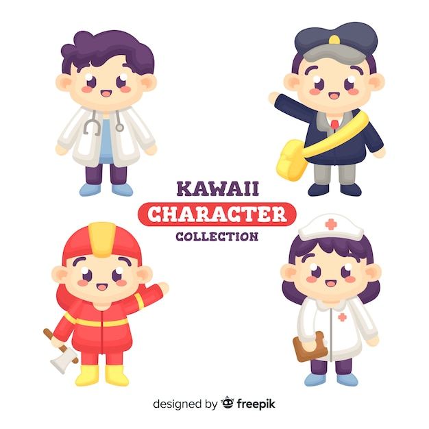 Collezione di personaggi kawaii