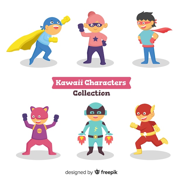 Collezione di personaggi kawaii