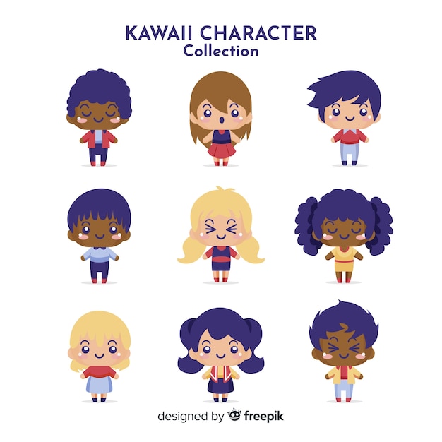 Collezione di personaggi kawaii