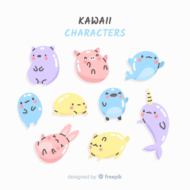 Free vector kawaii character collection