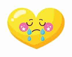 Free vector kawaii crying emoji