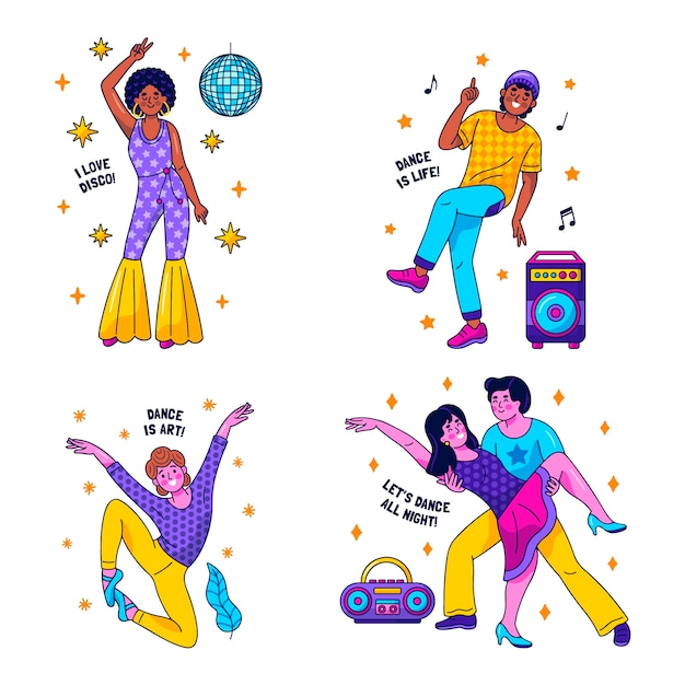 Kawaii dance stickers collection