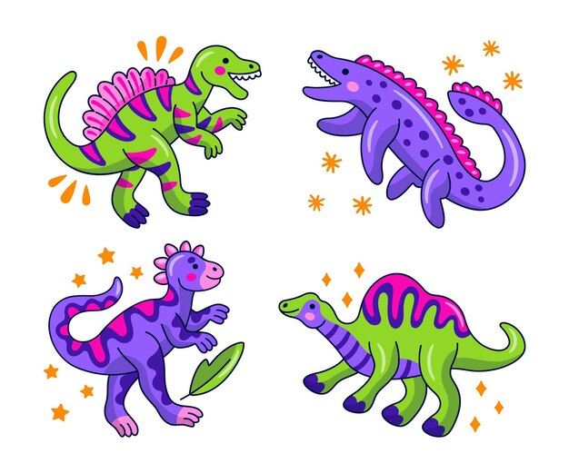 Kawaii dinosaurs stickers collection